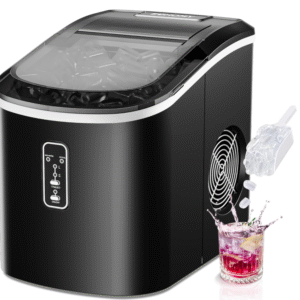 Euhomy Ice Maker Countertop, 9 Cubes Ready in 6 Mins, 26.8 lbs/24H, Self-Cleaning, Potable Ice Maker Machine with Ice Scoop and Basket for Home/Kitchen/Office