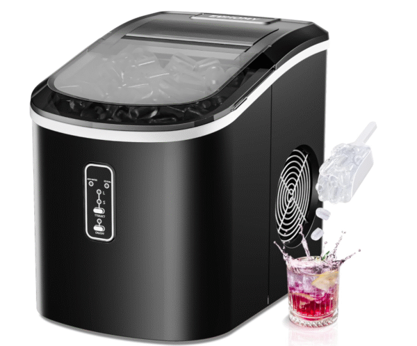 Euhomy Ice Maker Countertop, 9 Cubes Ready in 6 Mins, 26.8 lbs/24H, Self-Cleaning, Potable Ice Maker Machine with Ice Scoop and Basket for Home/Kitchen/Office