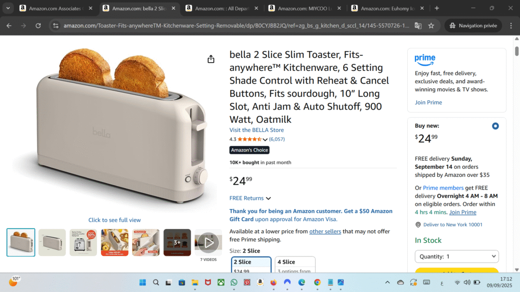 Bella 2-Slice Slim Toaster – Fits-Anywhere™ Kitchenware, Extra-Wide Long Slot, 6 Shade Settings, High-Lift Lever, Removable Crumb Tray – Black