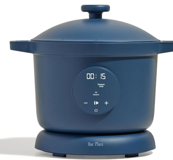 Our Place Dream Cooker | 6-quart Multicooker | 4 Versatile Modes | Pressure Cook, Slow Cook, Sear & Saute, Keep Warm | Hands-Free Steam Release | Tailored Control Panel | Blue Salt
