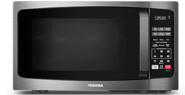 TOSHIBA ML-EM09PA(BS) Small Microwave Oven with 6 Auto Menus, Mute Function & Child Lock, LED Lighting, Perfect for Apartment, 0.9 Cu Ft, 10.6 Inch Removable Turntable, 900W, Black Stainless Steel