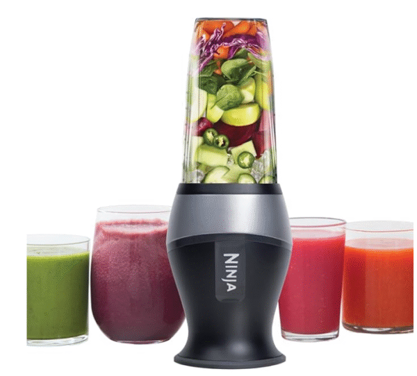 Ninja Fit Compact Personal Blender, Portable Blender for-Smoothies, Shakes, Food Prep, and Frozen Blending, 700-Watt Base, (2) 16-oz. Cups and Spout Lids, Black QB3001SS
