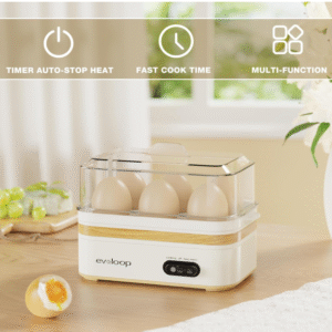 Rapid Egg Cooker Electric 6 Eggs Capacity, Soft, Medium, Hard Boiled, Poacher, Omelet Maker Egg Poacher With Auto Shut-Off, BPA Free-White