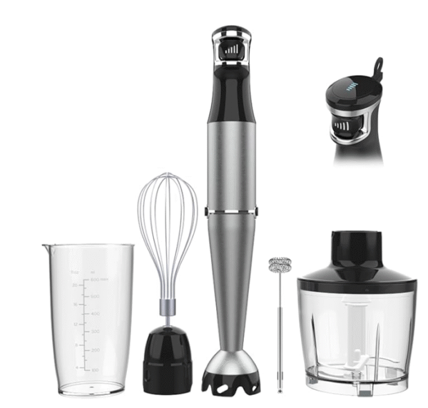 Immersion Blender Handheld Corded Hand Blenders Set 1100W, Trigger Variable Speed 5 in 1 Stick Emulsifier with Chopper, Whisk and Frother for Soup, Baby Food and Smoothies