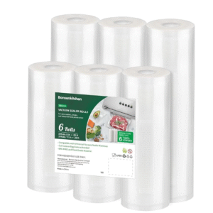 Bonsenkitchen Vacuum Sealer Rolls Bags, 6 Pack 3 Rolls 11" x 20' + 3 Rolls 8" x 20' Commercial Grade BPA Free Bag Rolls, Durable Customized Size Food Vac Bags for Storage and Sous Vide Cooking VB3211