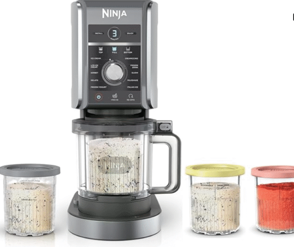 Ninja CREAMi Deluxe Ice Cream & Frozen Treat Maker, Includes (4) Family-Sized 24 oz. Tubs, for Ice Cream, Sorbet, Milkshakes, Frozen Yogurt, & More, 11-in-1, XL Capacity, Silver