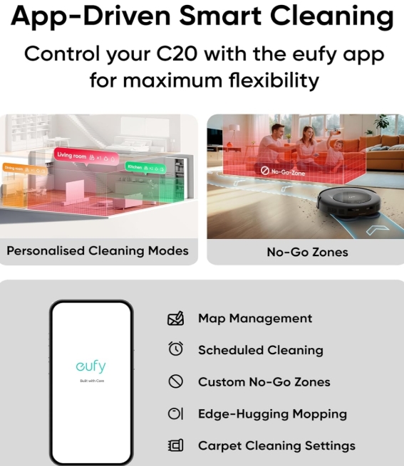 eufy Robot Vacuum Omni C20, Robot Vacuum and Mop Combo, All-in-One Station, Auto Mop Washing and Auto Drying for Hands-Free Cleaning, 7000 Pa Powerful Suction, Self Emptying, 3.35-Inch Design - Image 3