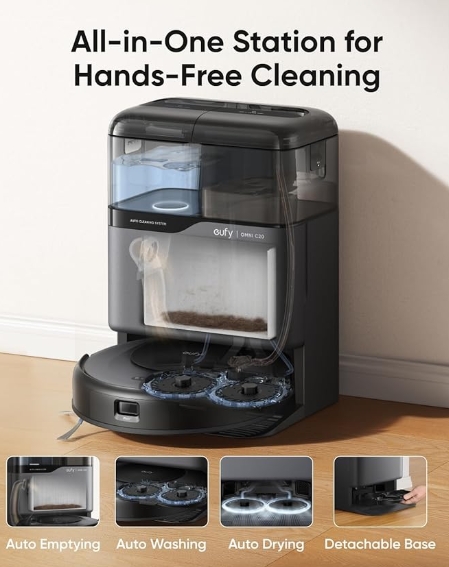 eufy Robot Vacuum Omni C20, Robot Vacuum and Mop Combo, All-in-One Station, Auto Mop Washing and Auto Drying for Hands-Free Cleaning, 7000 Pa Powerful Suction, Self Emptying, 3.35-Inch Design - Image 2